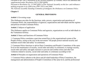 Ordinance No. 06/2008/PL-UBTVQH12 of November 21, 2008, on Commune Police