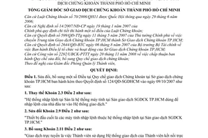 Quyết định 40/QĐ-SGDHCM  bổ sung quy chế giao dịch chứng khoán tại Sở Giao dịch chứng khoán thành phố Hồ Chí Minh