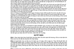 Quyết định 51/2008/QĐ-UBND  chính sách bồi thường, hỗ trợ tái định khi Nhà nước thu hồi đất