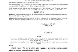 Quyết định 3159/QĐ-UBND năm 2008 phát triển nguồn nhân lực Lâm Đồng đến 2015 định hướng 2020