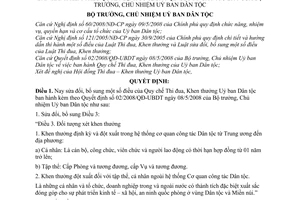 Quyết định 06/2008/QĐ-UBDTbổ sung Quy chế thi đua, khen thưởng kèm theo Quyết định 02/2008/QĐ-UBDT ng