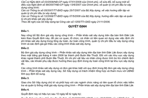 Quyết định 43/2008/QĐ-UBND công bố Bộ đơn giá xây dựng công trình