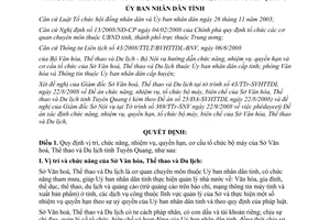 Quyết định 650/QĐ-UBND 2008 chức năng quyền hạn tổ chức Sở Văn hóa Thể thao Tuyên Quang