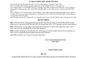Quyết định 30/2008/QĐ-UBND Áp dụng hệ thống quản lý chất lượng