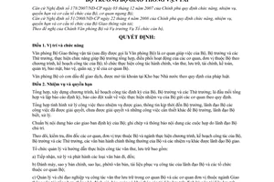 Quyết định 3566/QĐ-BGTVT quy định chức năng, nhiệm vụ, quyền hạn và cơ cấu tổ chức của Văn phòng Bộ Giao thông vận tải