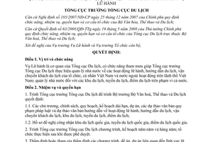 Quyết định 329/QĐ-TCDL chức năng, nhiệm vụ, quyền hạn và cơ cấu tổ chức