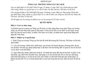 Quyết định 328/QĐ-TCDL chức năng, nhiệm vụ, quyền hạn và cơ cấu tổ chức