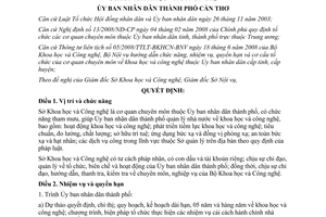 Quyết định 97/2008/QĐ-UBND chức năng nhiệm vụ quyền hạn cơ cấu Sở KHCN Cần Thơ