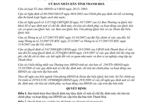 Quyết định 3758/2008/QĐ-UBND chế độ định mức chi tiêu tài chính HĐND Thanh Hóa