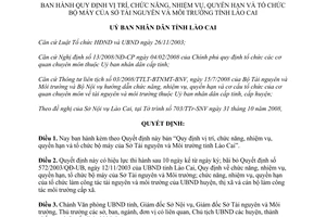 Quyết định 61/2008/QĐ-UBND nhiệm vụ quyền hạn Sở Tài nguyên Môi trường Lào Cai