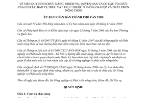 Quyết định 98/2008/QĐ-UBND chức năng nhiệm vụ quyền hạn Chi cục Bảo vệ thực vật