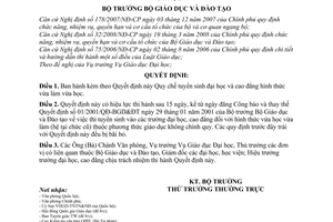 Quyết định 62/2008/QĐ-BGDĐT Quy chế tuyển sinh đại học và cao đẳng hình thức vừa làm vừa học