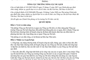 Quyết định 331/QĐ-TCDL  chức năng, nhiệm vụ, quyền hạn và cơ cấu tổ chức