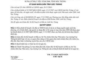 Quyết định 36/2008/QĐ-UBND điều chỉnh kế hoạch vốn đầu tư xây dựng cơ bản Sóc Trăng