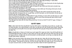 Quyết định 25/2008/QĐ-UBND Quy định quản lý, hoạt động các loại xe tỉnh Bến Tre