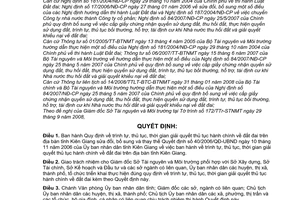 Quyết định 38/2008/QĐ-UBND  trình tự, thủ tục, thời gian giải quyết thủ tục hành chính đất đai trên địa bàn tỉnh Kiên Giang