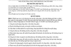 Quyết định 05/2008/QĐ-BNV Danh mục các vị trí công tác của cán bộ, công chức, viên chức không giữ chức vụ lãnh đạo, quản lý trong tổ chức nhà nước