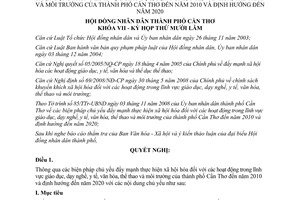 Nghị quyết 22/2008/NQ-HĐND xã hội hóa giáo dục y tế văn hóa thể thao đến 2010 Cần Thơ