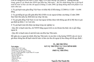 Thông báo 364/TB-BTC tỷ giá hạch toán ngoại tệ tháng 12/2008