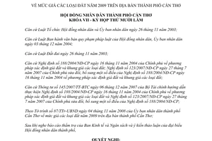 Nghị quyết 16/2008/NQ-HĐND mức giá đất năm 2009 Cần Thơ