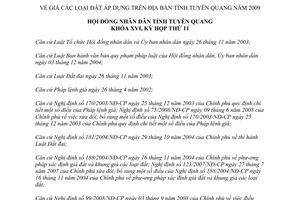 Nghị quyết 20/2008/NQ-HĐND giá các loại đất Tuyên Quang 2009