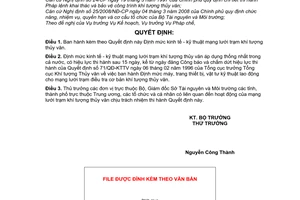 Quyết định 09/2008/QĐ-BTNMT Định mức kinh tế - kỹ thuật mạng lưới trạm khí tượng thủy văn