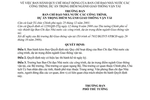 Quyết định 3605/QĐ-BCĐ Quy chế hoạt động của Ban Chỉ đạo Nhà nước các công trình, dự án trọng điểm ngành giao thông vận tải