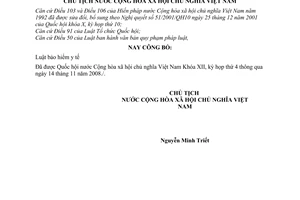 Lệnh công bố Luật bảo hiểm y tế 23/2008/L-CTN