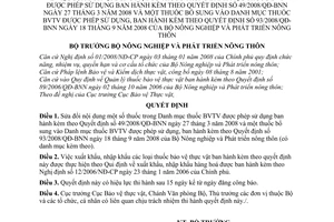 Quyết định 113/2008/QĐ-BNN sửa đổi nội dung thuốc trong Danh mục thuốc BVTV được phép sử dụng kèm theo Quyết định 49/2008/QĐ-BNN