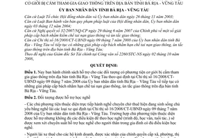 Quyết định 69/2008/QĐ-UBND chính sách hỗ trợ cho các đối tượng có phương tiện