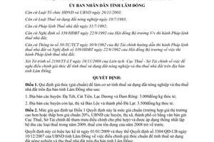 Quyết định 3221/QĐ-UBND năm 2008 điều chỉnh giá thóc tính thuế sử dụng đất nông nghiệp thuế nhà đất Lâm Đồng