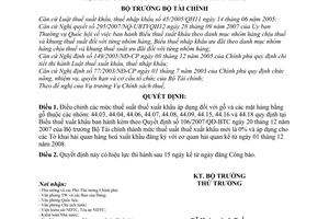 Quyết định 109/2008/QĐ-BTC điều chỉnh mức thuế suất thuế xuất khẩu gỗ và các mặt hàng bằng gỗ trong biểu thuế xuất khẩu