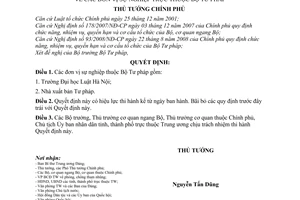 Quyết định 1727/QĐ-TTg đơn vị sự nghiệp thuộc Bộ Tư pháp