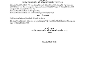 Lệnh công bố Nghị quyết về thi hành Luật thi hành án dân sự 26/2008/L-CTN