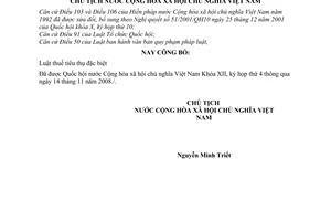 Lệnh công bố Luật thuế tiêu thụ đặc biệt 25/2008/L-CTN