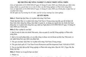 Quyết định 114/2008/QĐ-BNN thành lập Quỹ Bảo vệ và Phát triển rừng Việt Nam