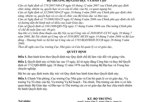 Quyết định 64/2008/QĐ-BGDĐT Quy định chế độ làm việc đối với giảng viên