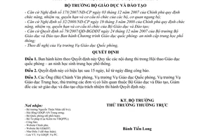 Quyết định 65/2008/QĐ-BGDĐT Quy tắc các nội dung thi trong Hội thao Giáo dục quốc phòng – an ninh học sinh trung học phổ thông