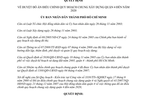 Quyết định số 5191/QĐ-UBND điều chỉnh quy hoạch chung quận 4 Hồ Chí Minh 2020 2008