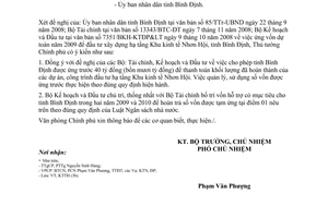 Công văn 8211/VPCP-KTTH ứng vốn XD hạ tầng KKT Nhơn Hội, tỉnh Bình Định