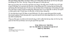 Công văn  6204/TCHQ-GSQL vướng mắc  trị giá trên C/O