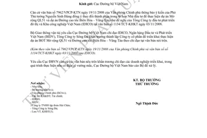 Công văn  8782/BGTVT-KHĐT Thành lập Công ty cổ phần thực hiện dự án BOT Mở rộng QL51 và Đường cao tốc Biên Hòa – Vũng Tàu