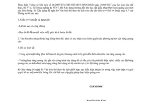 Công văn 1079/SXD nội dung hồ sơ thỏa thuận cấp giấy phép thực hiện quảng cáo