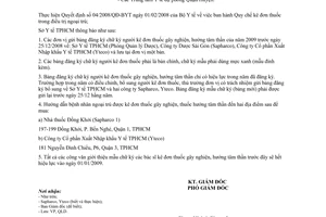 Công văn  7033/SYT-QLD đăng ký chữ ký của người kê đơn thuốc