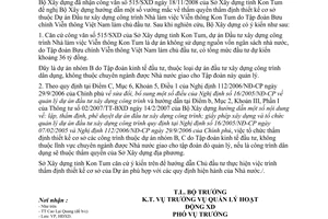 Công văn  522/BXD-HĐXD  trả lời VB 515/SXD thẩm quyền thẩm định thiết kế cơ sở