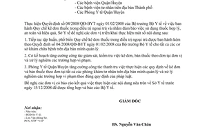 Công văn  7122/SYT-NVY tăng cường công tác thanh tra, kiểm tra việc thực hiện Quy chế kê đơn và bán thuốc theo đơn