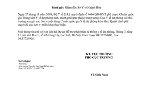 Công văn 2340/DPMT-KHTC Chuẩn Quốc gia Trung tâm Y tế dự phòng