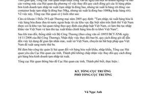 Công văn  6534/TCHQ-GSQL thay đổi quy cách đóng gói phân bón tạm nhập tái xuất