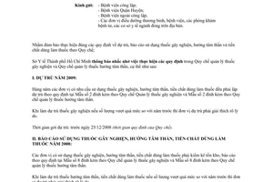 Công văn  7219/SYT-QLD-NVY Dự trù thuốc gây nghiện & thuốc hướng tâm thần, tiền chất dùng làm thuốc  2009