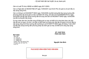 Công văn 2702/UBND-XD công bố Bảng giá ca máy thiết bị thi công